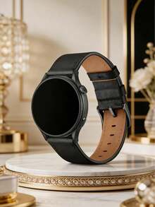 1 dây đeo đồng hồ da 20mm 22mm phù hợp với Galaxy Watch 8/7/6/5/4 (40mm/44mm), dây đeo da thật kiểu cổ điển cho Watch GT2/GT3, dây da màu đen cho trang phục công sở, dây đeo đồng hồ thay thế, món quà lý tưởng cho nam giới, chồng hoặc đồng nghiệp vào dịp sinh nhật, Giáng sinh, dành cho người đam mê đồng hồ. - màu đen - Xem 2