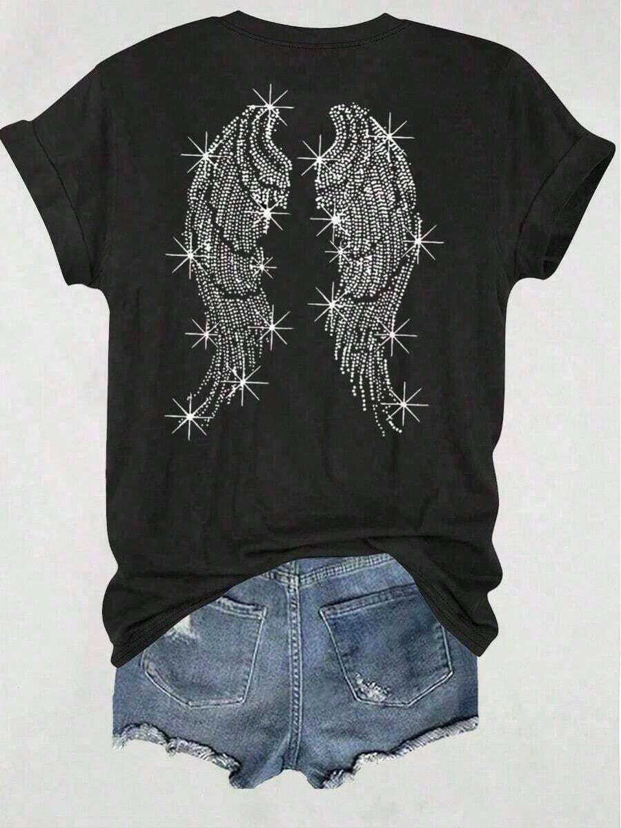 1 camiseta de manga corta con cuello redondo para mujer, 1 camiseta con estampado digital gráfico inspirado en los zapatos del Mago de Oz para el verano, 100% algodón, camiseta casual estampada, blusas para damas, camisetas de manga corta estampadas, camiseta gráfica, camisetas gráficas para mujer, camiseta de verano, camiseta casual, conjuntos de vacaciones para mujer, diseño juvenil y moderno, camiseta gráfica, camisetas gráficas para damas, camiseta de verano, camiseta casual, conjuntos de vacaciones para mujer, diseño juvenil y moderno. 180g 100% Algodón - Negro - Ver 1