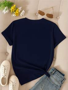 100% "Heart Of Love" T-Shirt - Navy Blue - View 4