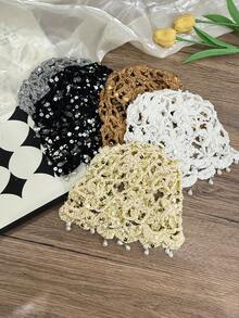 OBOVAY 1 chiếc mũ len dệt kim đính sequin nhẹ, thủ công, dành cho nữ, mùa xuân/hè, kiểu dáng thời trang khoét lỗ, phù hợp cho mặc hàng ngày, phong cách đường phố và du lịch boho. - Nhiều màu - Xem 10