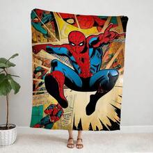 1pc S-Pider-Man Print Blanket,Retro Cartoon Style Throw Blanket,Cartoon Character Printed Blanket,All-Season Universal Nap Blanket,Character Home Decor Blanket,Modern Fashion Gift Suitable For Home Bedroom Bed Sofa Office Lunch Break Cover Picnic Blanket - Multicolor - View 3