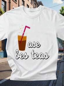 Women's "Potato Squad" Vegan Design T-Shirt - A Casual Summer Garment Perfect For Friends And Vegan Enthusiasts. This Short-Sleeved T-Shirt Features A Letter Print And A Casual Style Ideal For Spring And Summer. Made From Soft, Comfortable, And Breathable Fabric, It's Simple, Versatile, And Breathable. Suitable For Mother's Day Gifts, Romantic Holiday Nights, Graduation Outfits, Festive Gifts, And Vacation Wear. - 白色 - 查看 1