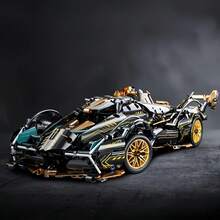 900片限量版超級跑車模型套件－時尚黑金配色－DIY機械組裝－高品質ABS塑料－可堆疊車輛套組－適合積木愛好者、模型製作者與汽車玩具收藏家 - 彩色 - View 7