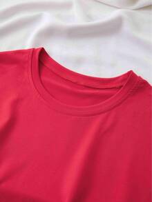 Women's T-Shirt, 100% Pure Cotton, Bohemian Style, With Artistic Floral Print, Casual, Basic, Short Sleeve, Fashionable. Women's T-Shirt With Vintage Bohemian Pattern, 100% Cotton, Soft, Breathable, Round Neck, Short Sleeve, Urban Boho Style. - 紅色 - 查看 6