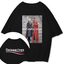 Luxury Men's Short Sleeve Tang Dynasty T-Shirt, Tang Dynasty Clothing, Humorous Cultural T-Shirt, Funny Thick Fabric T-Shirt, Fashionable. - 黑色 - 查看 2