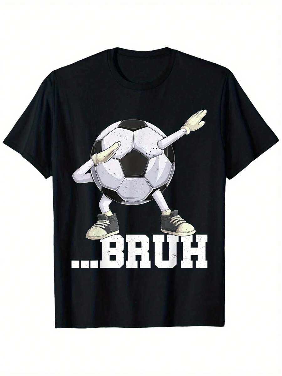 Camiseta de Jugador de Fútbol con Estampado Divertido, adecuada para niños, hecha de tela suave, transpirable y cómoda, camiseta de manga corta, el mejor regalo para niños y niñas. - Negro - Ver 1