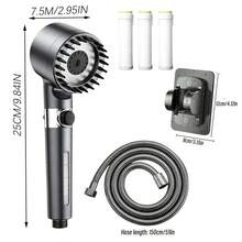 Filtered High-Pressure Shower Head Set With Massage Brush - 3 Water-Saving Modes Handheld Shower Head With Stop Button, Anti-Clogging Nozzles, Includes Hose, Wall Mount And 3 Hard Water Replacement Filter Cartridges - Shower Set - View 3