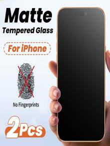 2片装磨砂钢化玻璃屏幕保护膜，兼容 17 Air/17 Pro Max/16 Pro Max/16/15/14/13/12/11/17e/16e/Plus/XR/X/XS/XS Max/Mini，9H硬度，防指纹，防眩光，全屏覆盖 - 無色 - 查看 8
