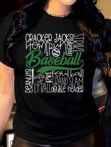 Women's T-Shirt Cracker Jacks Home Run Baseball Peanuts Foul Ball Grand Slam Casual Crew Neck Short Sleeve, Suitable For Everyday Outdoors, Perfect For All Season Wearplayeras De Mujer - 黑色 - 查看 10