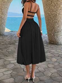 New Women's Summer Maxi Dress, Vacation Style, Sleeveless Tube Top, Versatile, Flattering Design, Cool, Perfect For Beach, Vacation, Parties And Daytime Looks - 黑色 - 查看 3