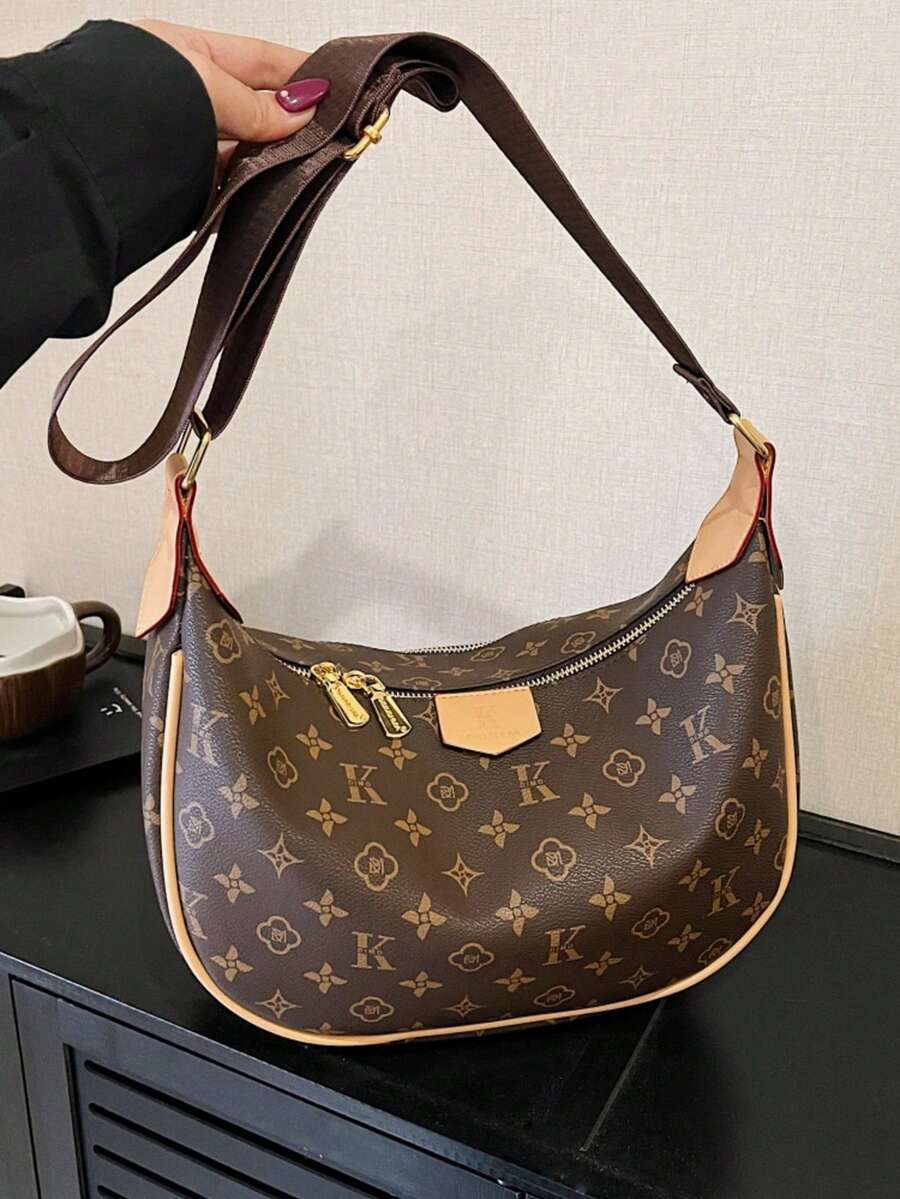 Women's Presbyopic Shoulder Underarm Dumpling Bag - Brown - View 1