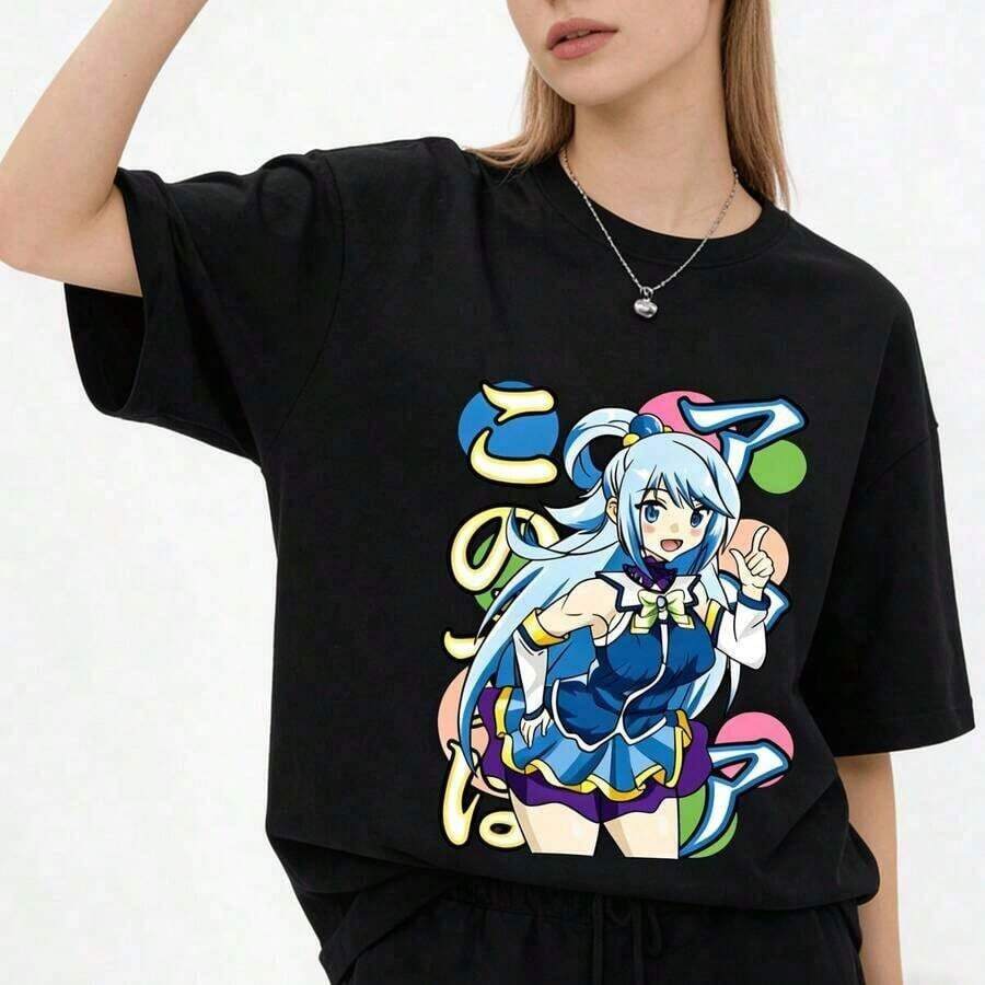 Happy Valentine's Day! New Candy Candy Anime T-Shirt For Women, 220g, Crew Neck, Casual, Thick Pure Cotton, Breathable And Comfortable. | Exquisite Design | Loose And Comfortable | Easy To Match | - 6 - 查看 1