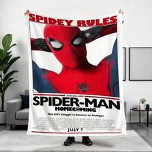1pc S-Pider-Man Print Blanket,Retro Cartoon Style Throw Blanket,Cartoon Character Printed Blanket,All-Season Universal Nap Blanket,Character Home Decor Blanket,Modern Fashion Gift Suitable For Home Bedroom Bed Sofa Office Lunch Break Cover Picnic Blanket - Nhiều màu - Xem 2