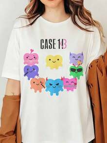 Strays Kids Case 143 SKZ Heart Monster K-Pop Merch T-Shirt, Case 143 Unisex Ultra Cotton Concert T-Shirt, Cute, Colorful Cartoon Heart Design In Y2K Dopamine Style - White - View 6