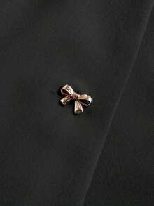 de dos piezas de tela elegante de verano para mujer de talla grande, chaleco abierto, lazo, decoración con botones, pantalones cortos con diseño de botones 3D, adecuado para graduación, vacaciones, San Valentín, festivales de música, Día - Negro - Ver 8