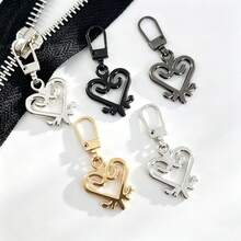 8pcs/5pcs Heart Shaped Metal Zipper Pulls, Detachable Zipper Sliders, Small Hole Replaceable Zipper Pendant, Suitable For Clothes, Luggage, Bags - 5PCS Gray Black - View 2