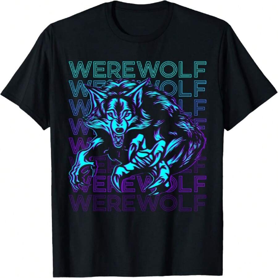 Werewolf Retro T-Shirt - Negro - Ver 1