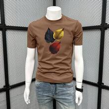 American Style Summer T-Shirt, Fashion Brand, Made Of High-Grammage Pure Cotton, Short Sleeve, Round Neck, Loose Fit, Versatile New Print Style For Men. - 白色 - 查看 9