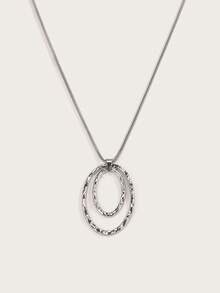 Altistry 1pc Oval Pendant Necklace, Vintage Exaggerated Fashion Jewelry Accessory, Suitable For Women & Men Outdoor Wear & Daily Use - Oval - View 2