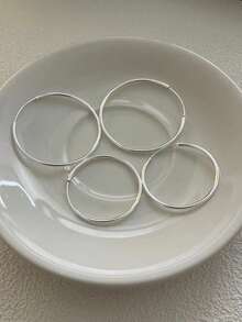 1 par de pendientes simples de plata pura S925 - Pendientes redondos hipoalergénicos para que las mujeres los usen a diario - 40 cm - Ver 8
