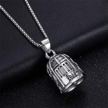 AD 1pc Vintage Punk Motorcycle Bicycle Hanging Charm, Lucky Bell Decor, Protective Riding Angel Bell, Exorcism Bell, Titanium Steel Lucky Riding Bell, Cage Devil - Titanium Steel LD-caged Demon - View 3