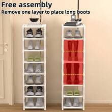 1pc Dustproof Multi-Layer Shoe Rack Cabinet ,Non Woven Fabric And Plastic Materials,Shoe Organizer Storage For Small Household, Indoor Dormitory Rental And Entrydoorway, Easy Assembly, Space-Saving ,Compact Design, Holds Multiple Pairs Of Shoes - Black - View 4