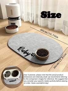 Customizable Pet Feeding Mat (1pc) - Quick-Absorbing, Supports Personalized Name Customization. Suitable For Cats And Dogs, Featuring Non-Slip Rubber Base And Minimalist Design Style. Perfect Gift For Pet Owners. - Multicolor - View 4
