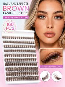 MAANGE 160pcs Brown Cluster Eyelashes, Soft & Charming Fluffy, Multi-Length Cluster, Suitable For Beginners Eye Makeup, Cluster Eyelashes, Individual Lashes, False Eyelashes - D - View 12