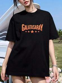 Camiseta unisex de manga corta, con estampado de letrasImprimirSueltoAjusteDelgadoMujeresCamisetaRedondoCuelloCortoMangaFondoSuperiorVersátilMitadMangaSuéterAsiáticoEstiloUnisexoParejaCamisaMujeresPlayeras de ropahombre, , , Dazymujer,romwehombres, bohochic,maestrasregalos,camisetaparaconjuntos de mujercon curvasparamu,y2k, - Negro - Ver 6
