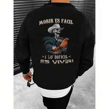 Moris Es Facil Mexican Style T-Shirt For Men, Large Rooster Shirt, Ideal Father's Day Gift, Shirt For Dad, For Husband, For Him, Cotton Clothing For Men XWKW AS8Z - 黑色 - 查看 5