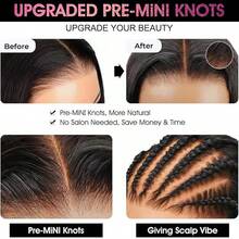 20 Inch 13*4 Brazilian Blend Hair Wig, 200% Density Natural Black Straight Hair, HD Transparent Lace Front Hairline Wig With Baby Hair, Pre-Plucked Hairline, Glue-Free Blend Hair, Easy To Wear, Suitable For Daily Wear, Natural Hairline, Soft, Halloween - Natural & Black - View 5