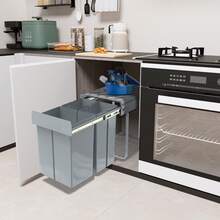 Built-In Kitchen Pull-Out Waste Bin, Built-In Under-Cabinet Waste Bin, Waste Separation System, Grey(2 X 10L & 1 X 20L) - 2x10L + 1x20L - View 6