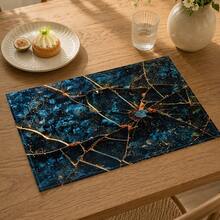 1 pieza Mantel individual de lino texturizado dorado, tapete para desayuno, posavasos de café, base para tazón, accesorio de cocina, fácil de limpiar, apto para el hogar, restaurante, decoración del comedor, regalo festivo, regalo para amigos, juego de múltiples piezas - Multicolor - Ver 7