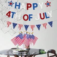 1 Set de Banderines de Papel para la Decoración del 4 de Julio, Banderas Triangulares Brillantes Rojas, Blancas y Azules, Decoración Patriótica para Fiestas del Día de la Independencia y Día Conmemorativo en el Hogar, Oficina y Suministros para Fiestas - Ver 3
