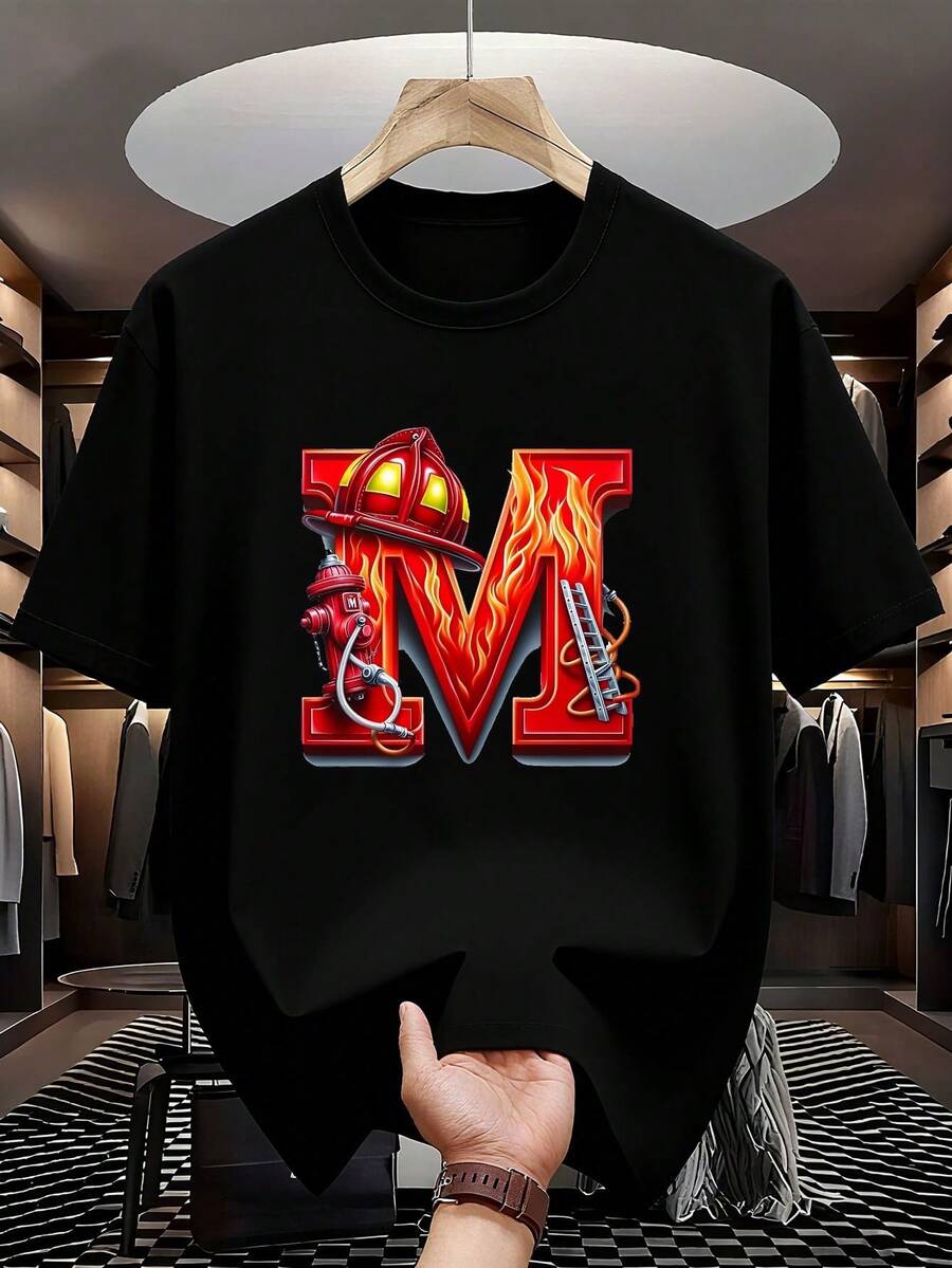 Limited Time Offer, Limited Quantities, Flash ! Women's Casual Shirts, Women's Polyester T-Shirts, Smart Shirts. Firefighter T-Shirt | Rescue Mission Graphic | Heroic Lettering Design | Quick-Drying, High-Performance Fabric | A Brave Garment Ideal For All Seasons - 黑色 - 查看 1