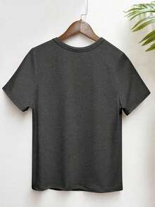 LUNE Camiseta de manga corta casual, cómoda y versátil para mujer con estampado de calavera y gato, adecuada para el hogar y el exterior - Gris Oscuro - Ver 2