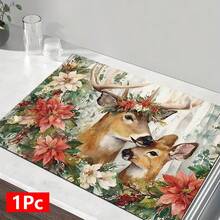 1pc Deer Pattern Printed Absorbent Dish Drying Mat, Espresso Machine Countertop Absorbent Mat, Sink Drain Mat, Soft Faucet Absorbent Mat, Sink Cup Mat, Kitchen & Bathroom Accessories - Multicolor - View 12