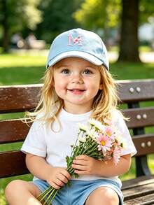 Mũ lưỡi trai màu xanh da trời nhạt có thể điều chỉnh kích cỡ, thêu chữ, dành cho trẻ nhỏ từ 0-3 tuổi. Chất liệu mềm mại, thoáng khí, chống nắng, thích hợp cho chơi ngoài trời, nhà trẻ, du lịch và sinh hoạt hàng ngày. - màu xanh da trời - Xem 3
