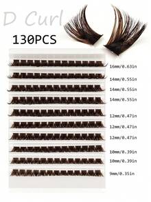 Rikuaild Set Bulu Mata Ekstensi D-Curl Tebal Cokelat 150D 130pcs, Bulu Mata Cluster Dramatis Cocok Untuk Pemula, Bulu Mata Cluster, Bulu Mata Palsu, Bulu Mata Individual, Bulu Mata, Bulu Mata Cokelat - D - View 7