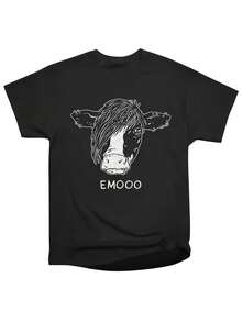Emo CowMen Men's Funny Graphic Short Sleeve Casual T-Shirt | Comfortable Casual Wear For Everyday Use, Everyday Activewear | Funny Print T-Shirt | Comfortable Fit | Vintage Style, Crew Neck, Slightly Stretchy Fabric, Regular Fit. - 黑色 - 查看 8