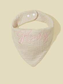 1pc Personalized Custom Text Embroidered Baby Bib, Newborn Feeding Bib, Drool Cloth, All Season Baby Bib - Multicolor - View 8