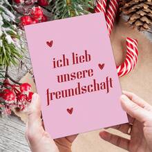 1 tấm thiệp chúc mừng tình yêu và tình bạn tiếng Đức, "Ich Lieb Unsere Freundschaft" (Tôi yêu bạn của chúng ta) - Câu nói lãng mạn tiếng Đức, tấm thiệp ngọt ngào dành cho bạn thân, người yêu hoặc người thân thương, nhân dịp sinh nhật, kỷ niệm. - A - Xem 2