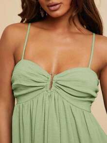 Vestido plisado sin mangas  para mujer, estilo vacacional, atuendos de playa para mujer, atuendo de concierto para mujer, boho, atuendos de rave, vacaciones tropicales, festival, vestidos boho para mujer, vestidos tropicales para mujer, vestidos de mujer, estilo Old Money para mujer, estilo casual para mujer, otoño chic, atuendo para salir, vestido elegante para graduación, atuendo para concierto para mujer, invitada de boda, Día Nacional, vestido largo color marrón chocolate. - verde menta - Ver 1