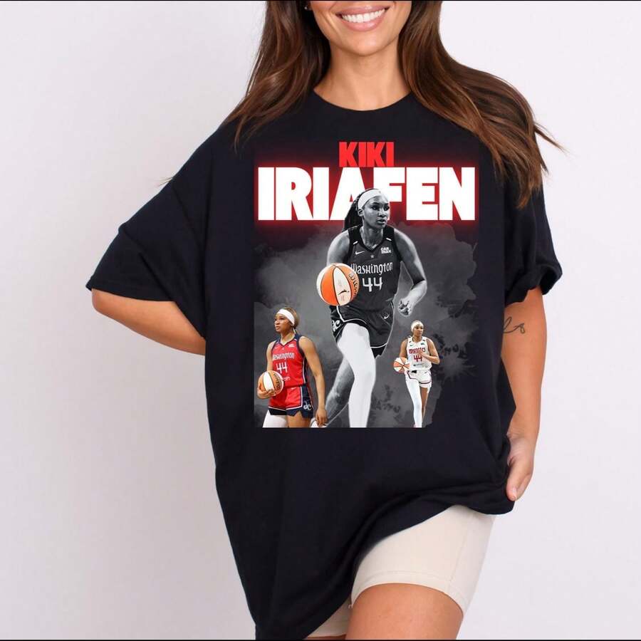 K Iki Iriafen Graphic Tee Washington Mystics WNBA Unisex Cotton - Black - View 1