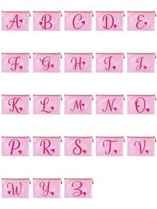 防水时尚网布沙滩包，玫瑰红艺术心形字母A-Z印花化妆包，沙滩主题大容量透明化妆包，尼龙拉链洗漱包，轻便易携，可收纳防晒霜、零食、比基尼等沙滩必备用品，春夏旅行收纳包，经久耐用，适合游泳和潜水。 - 彩色 - 查看 2