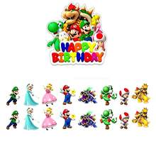 SUPER MARIO BROS. 1set Super Plumber Bros Adventure Game Inspired Party Decorations, Happy Birthday Banner + Swirls + Cake Toppers + Backdrop Set, Featuring Princess, Green Dinosaur & Classic Game Characters, Complete Supplies For Themed Parties, Indoor & Outdoor Use - Multicolor - View 4