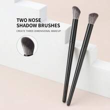 ronshadow 2支斜角鼻部轮廓刷，精准修饰鼻梁，打造立体高鼻梁，柔软刷毛均匀蘸取散粉不飞粉，化妆工具 - 黑色 - 查看 4