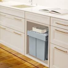 Built-In Kitchen Pull-Out Waste Bin, Built-In Under-Cabinet Waste Bin, Waste Separation System, Grey(2 X 10L & 1 X 20L) - 2x10L + 1x20L - View 5
