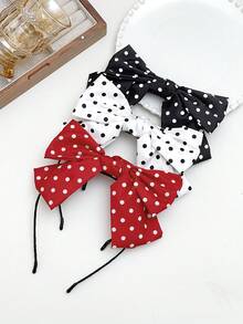 Women's Headband, Sweet & Cute, Fashion Minimalist, Polka Dot Bow Headband, Suitable For Washing Face, Makeup And Quick Hairstyling When Going Out, Women's Hair Accessory, Women's Fashion Accessory, Gift For Women Hairband - Multicolor - View 3