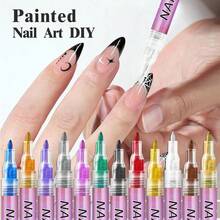 New Nail Art Markers 12 Colors/4 Colors Pack, Classic Nail Art Makeup Colors, Nail Art Painting Pens, DIY Painting Graffiti Nail Art Outlining Highlighting Pens, Nail Art Markers, ABS Makeup Marker Set, Suitable For Painting On Various Surfaces - Multicolor - View 4